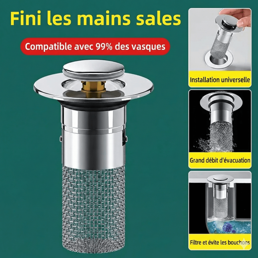 Bonde de Lavabo Clic Clac Universel - Cœur en ABS (Standard)