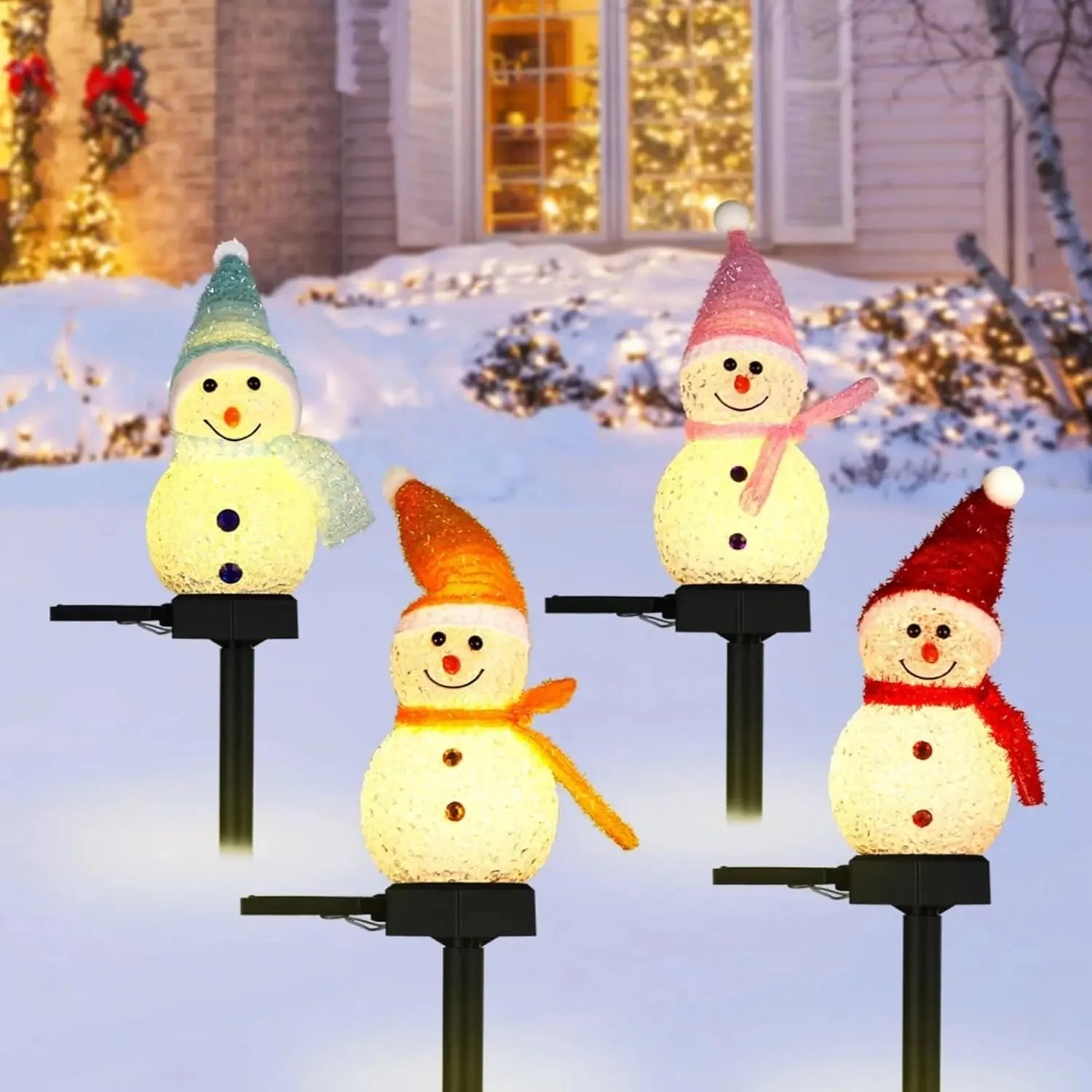 Bonhomme de Neige LED Solaire - Jaune