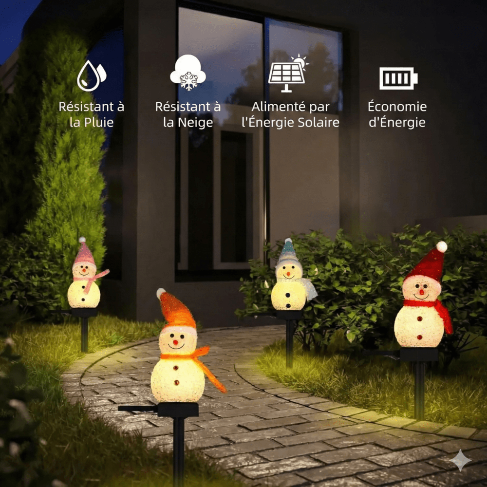 Bonhomme de Neige LED Solaire - Jaune