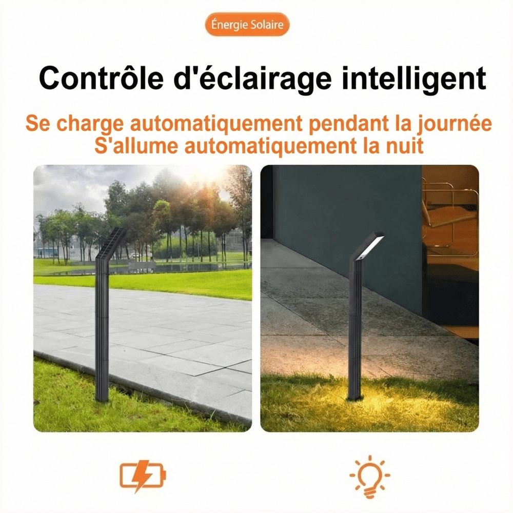 Borne Extérieure LED Solaire Moderne - Court