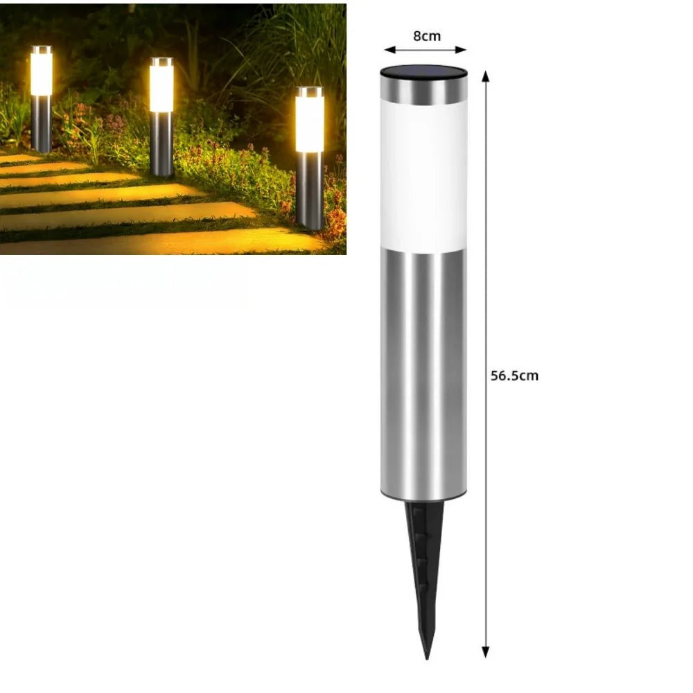 Borne Piquet Solaire Cylindrique Extérieur en Inox - L - Argent - Chaude