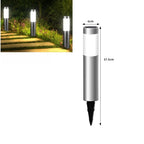 Borne Piquet Solaire Cylindrique Extérieur en Inox - S - Argent - Blanche