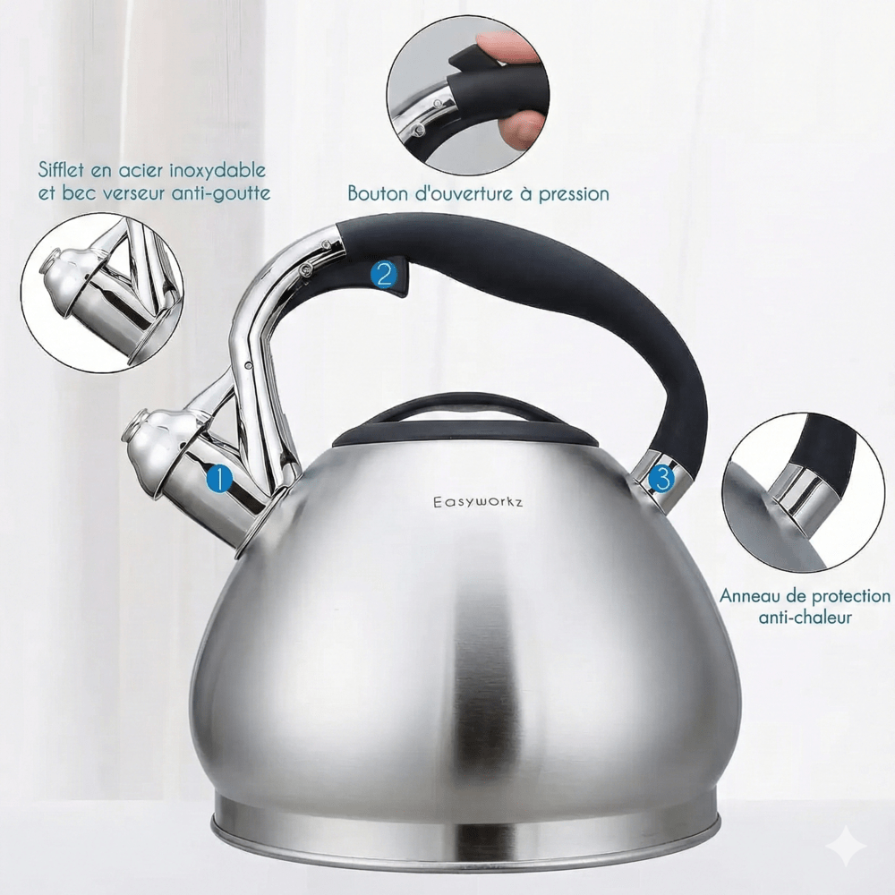 Bouilloire Sifflante en Inox - 3L