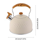 Bouilloire Sifflante Inox 2,5L Design Gaufré & Poignée Bois - B