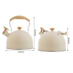 Bouilloire Sifflante Inox 2,5L Design Gaufré & Poignée Bois - C