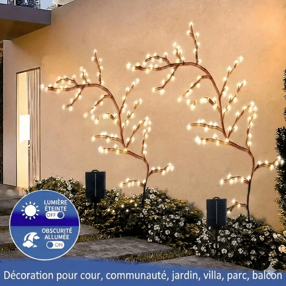 Branche Lumineuse LED Solaire Murale - Blanc chaud