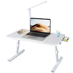 Bureau de Lit avec Tiroir et Lampe - Blanc