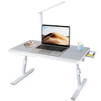 Bureau de Lit avec Tiroir et Lampe - Gris
