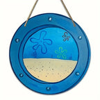 Cadre Mural Hublot Rond Décor Océan et Méduse - C