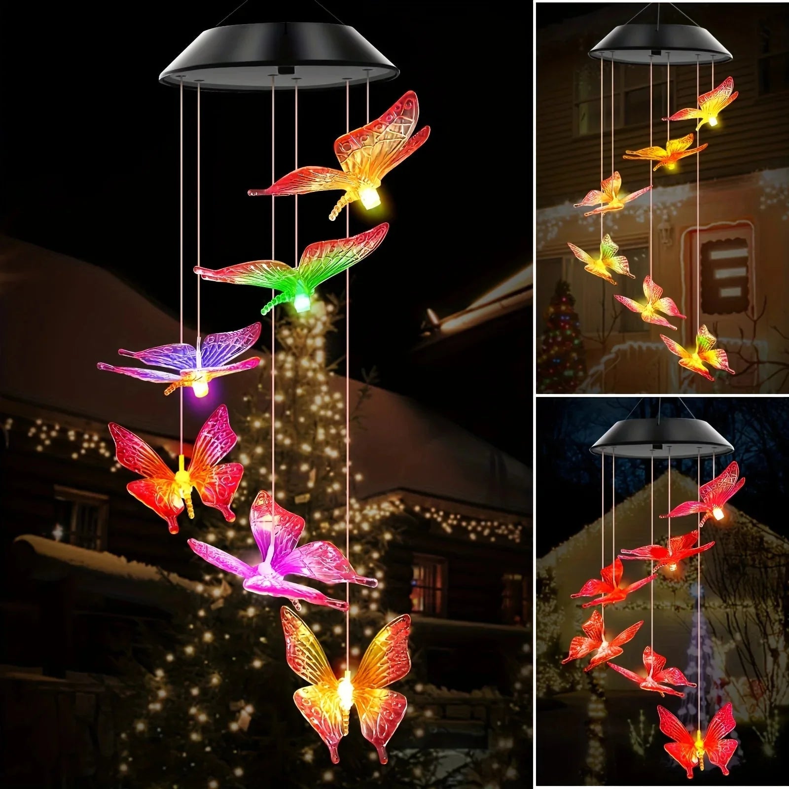 Carillon LED Solaire Lumineux - Libellule