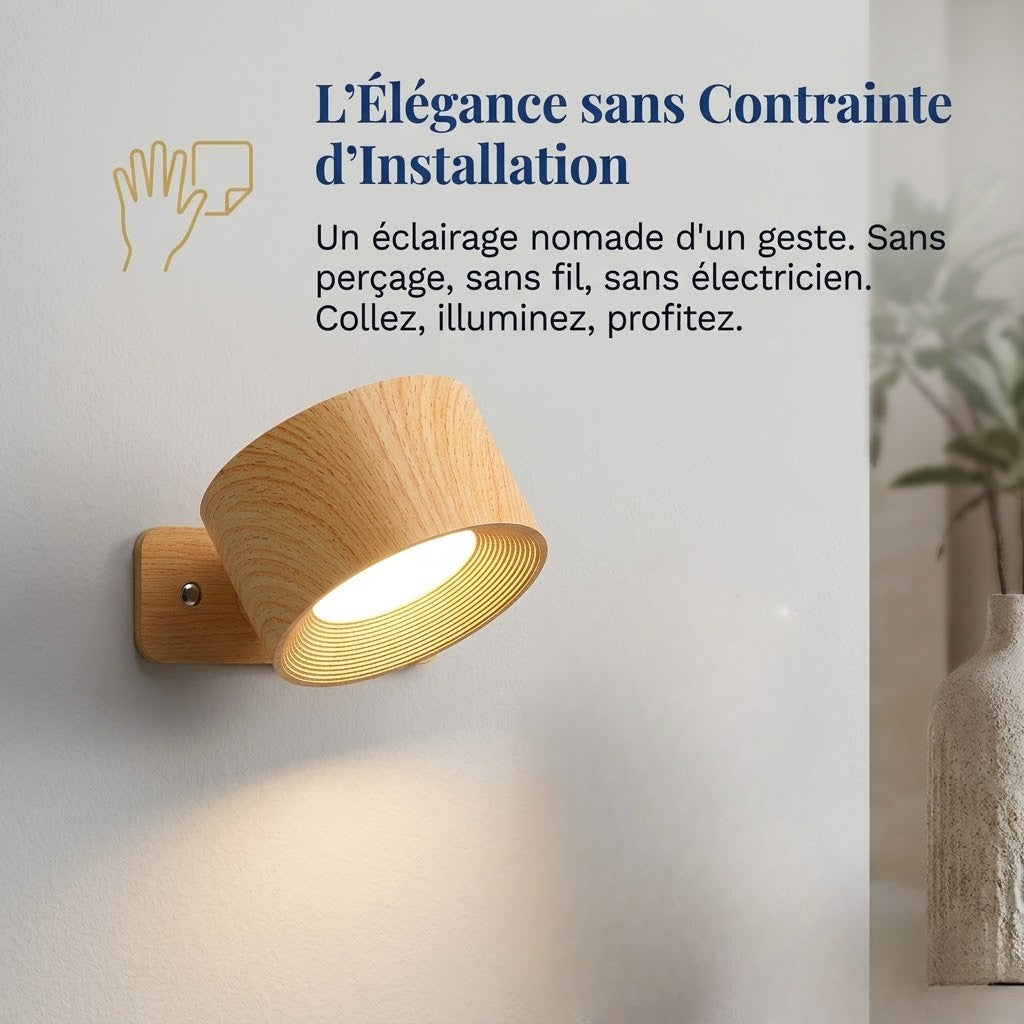 Applique Halo — Bois Orientable & Sans Fil