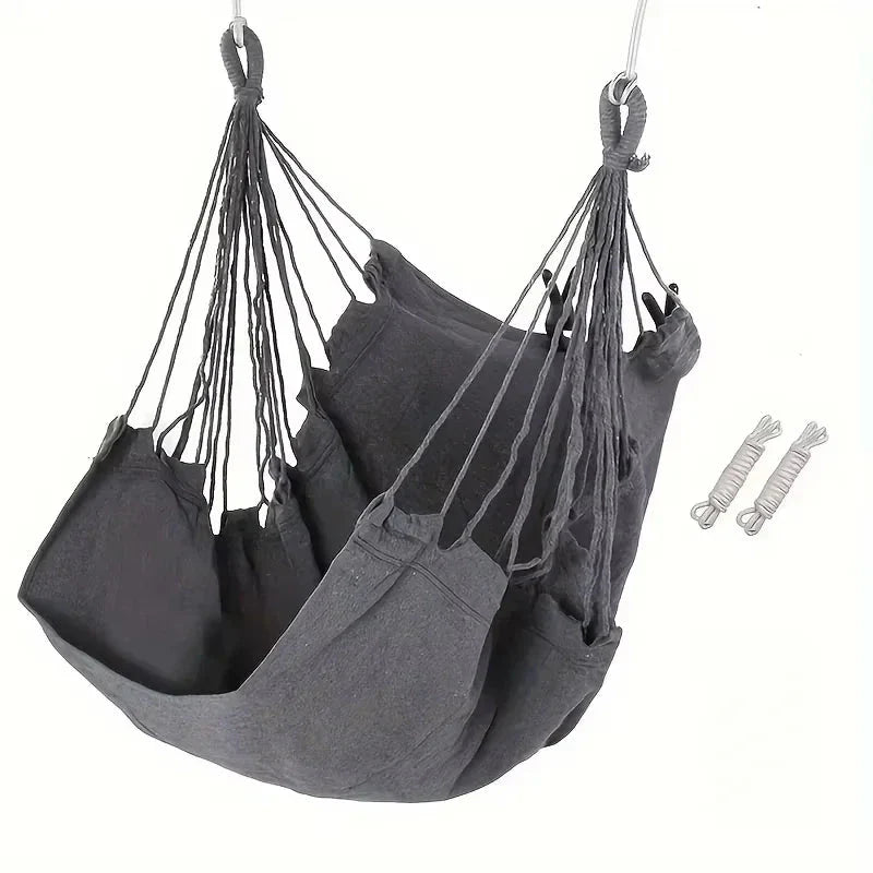 Chaise Hamac Suspendue en Toile Écrue - Gris