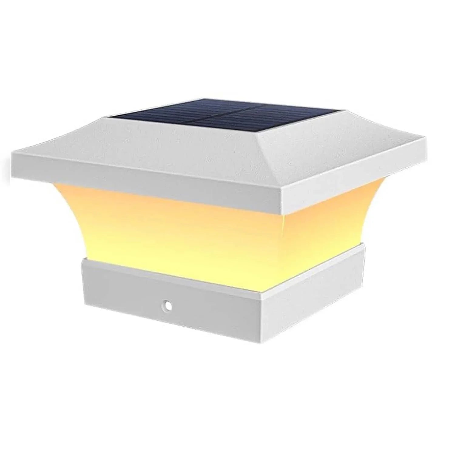 Chapeau de Pilier LED Solaire - Blanc - Lumière blanche chaude