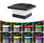 Chapeau de Pilier LED Solaire - Noir - Lumière RGB