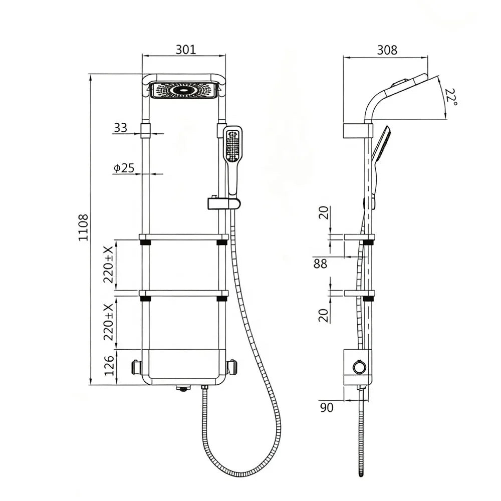 Colonne de Douche avec Rangement Integré - Gris
