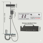 Colonne de Douche Blanche avec Boutons LED et Affichage Digital - Argent