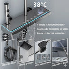 Colonne de Douche Blanche avec Boutons LED et Affichage Digital - Argent