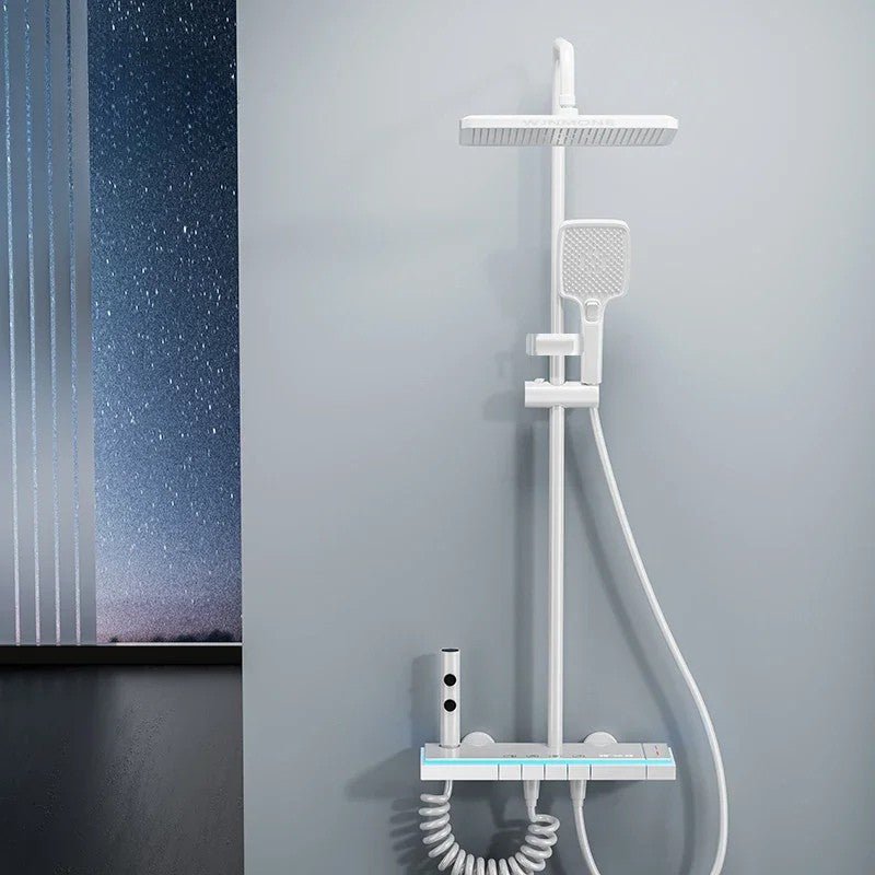 Colonne de Douche Blanche avec Boutons LED et Affichage Digital - Blanc