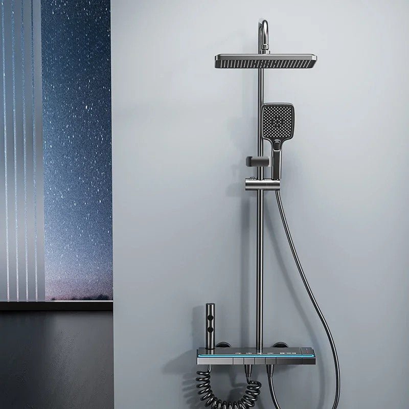Colonne de Douche Blanche avec Boutons LED et Affichage Digital - Gris