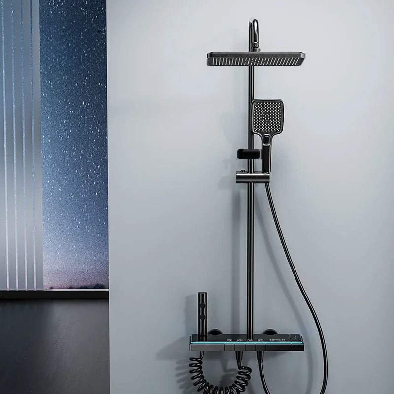 Colonne de Douche Blanche avec Boutons LED et Affichage Digital - Noir