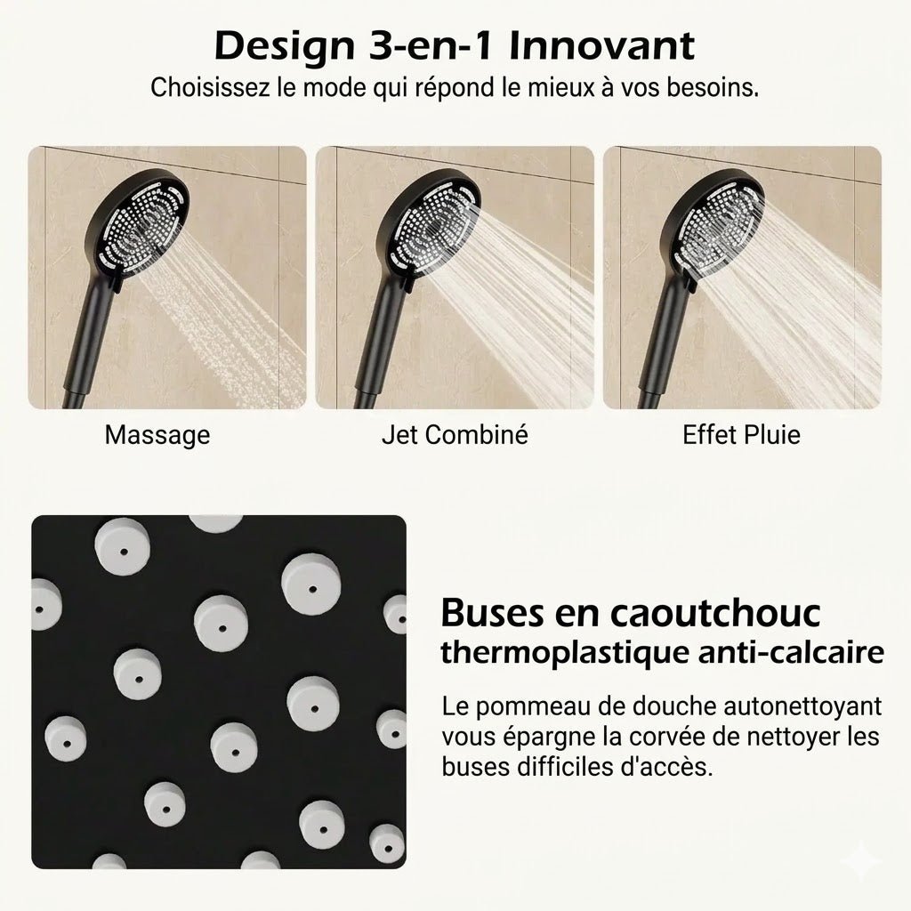 Colonne de Douche Classique avec Mitigeur - Noir