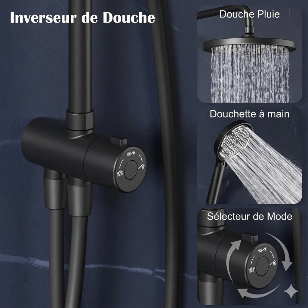 Colonne de Douche Classique avec Mitigeur - Noir