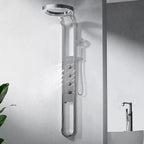 Colonne de Douche Haut de Gamme avec Pommeau en Anneau et Jets - Argent