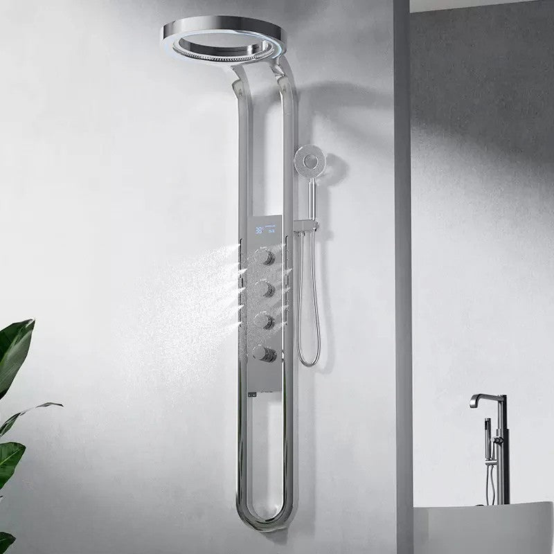 Colonne de Douche Haut de Gamme avec Pommeau en Anneau et Jets - Argent