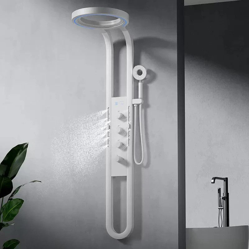 Colonne de Douche Haut de Gamme avec Pommeau en Anneau et Jets - Blanc