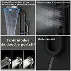Colonne de Douche Haut de Gamme avec Pommeau en Anneau et Jets - Gris
