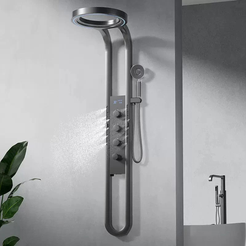 Colonne de Douche Haut de Gamme avec Pommeau en Anneau et Jets - Gris