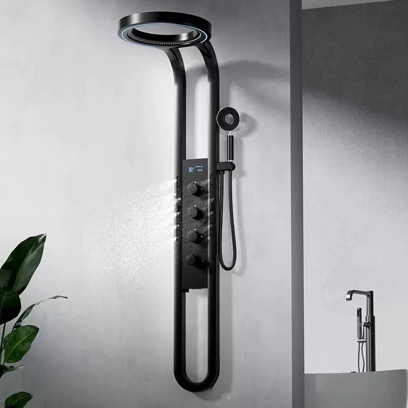 Colonne de Douche Haut de Gamme avec Pommeau en Anneau et Jets - Noir