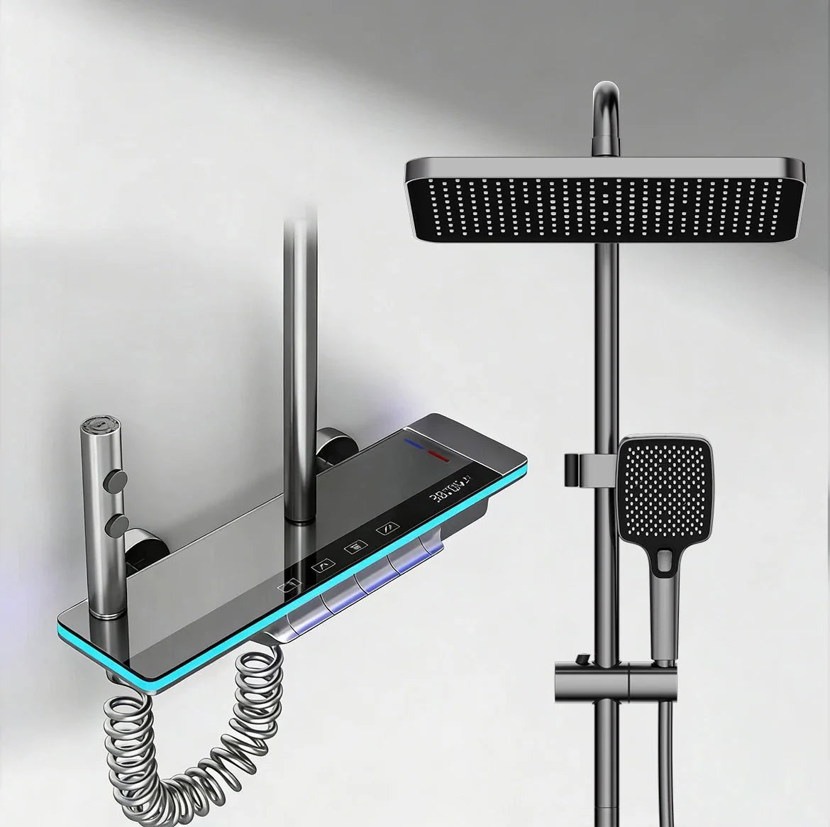 Colonne de Douche Thermostatique Affichage Digital - Gris