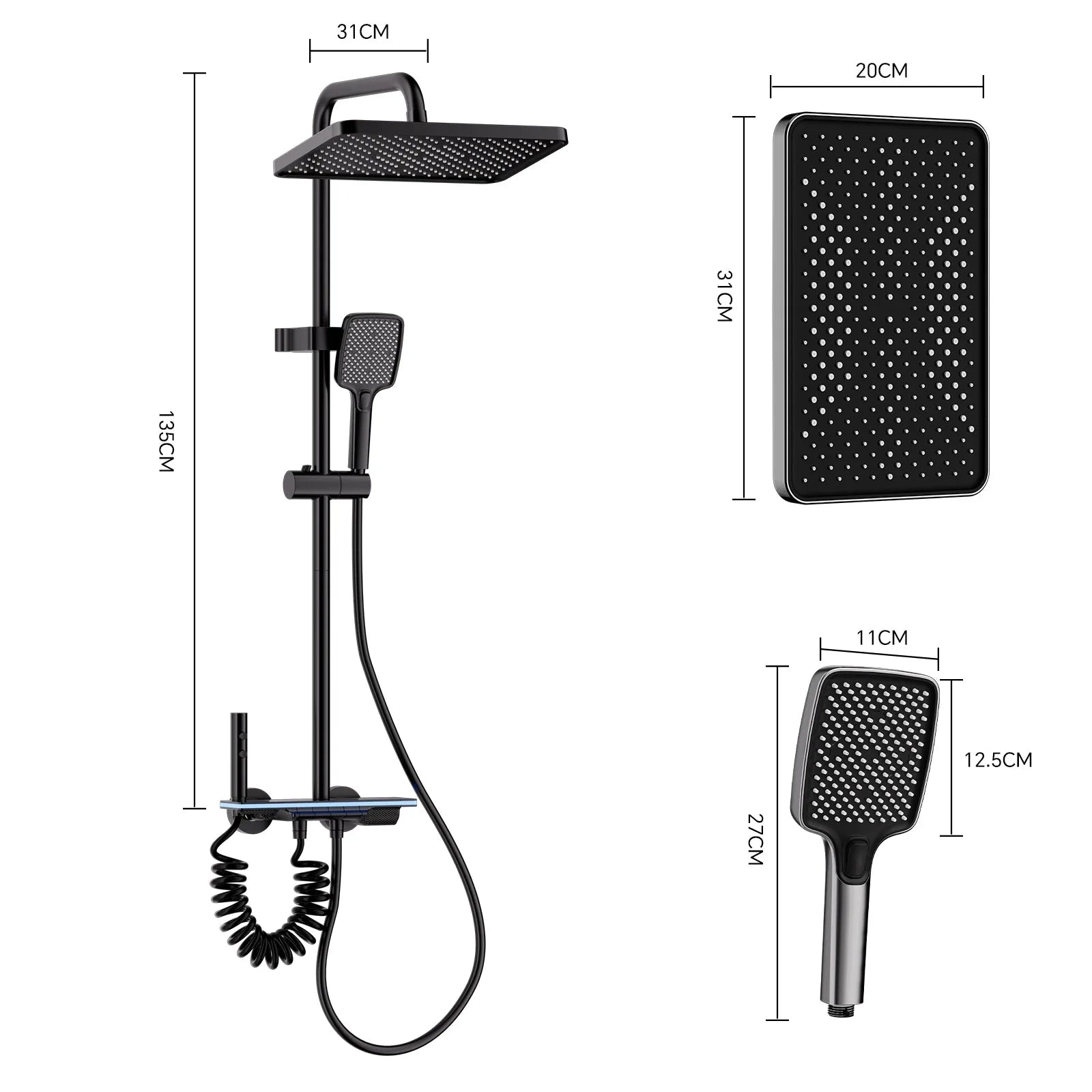 Colonne de Douche Thermostatique Affichage Digital - Gris