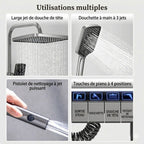 colonne de Douche Thermostatique avec Boutons Piano et Affichage Digital - Noir et gris