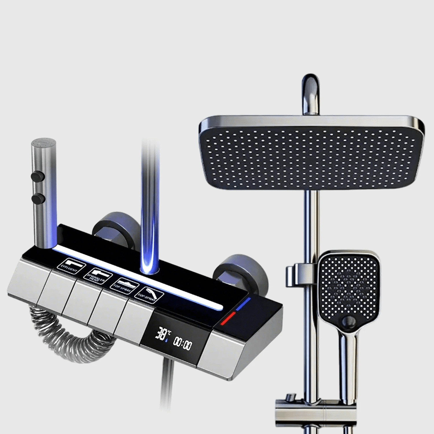 colonne de Douche Thermostatique avec Boutons Piano et Affichage Digital - Noir et gris