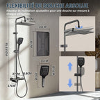 Colonne de Douche Thermostatique Noire Affichage Digital -