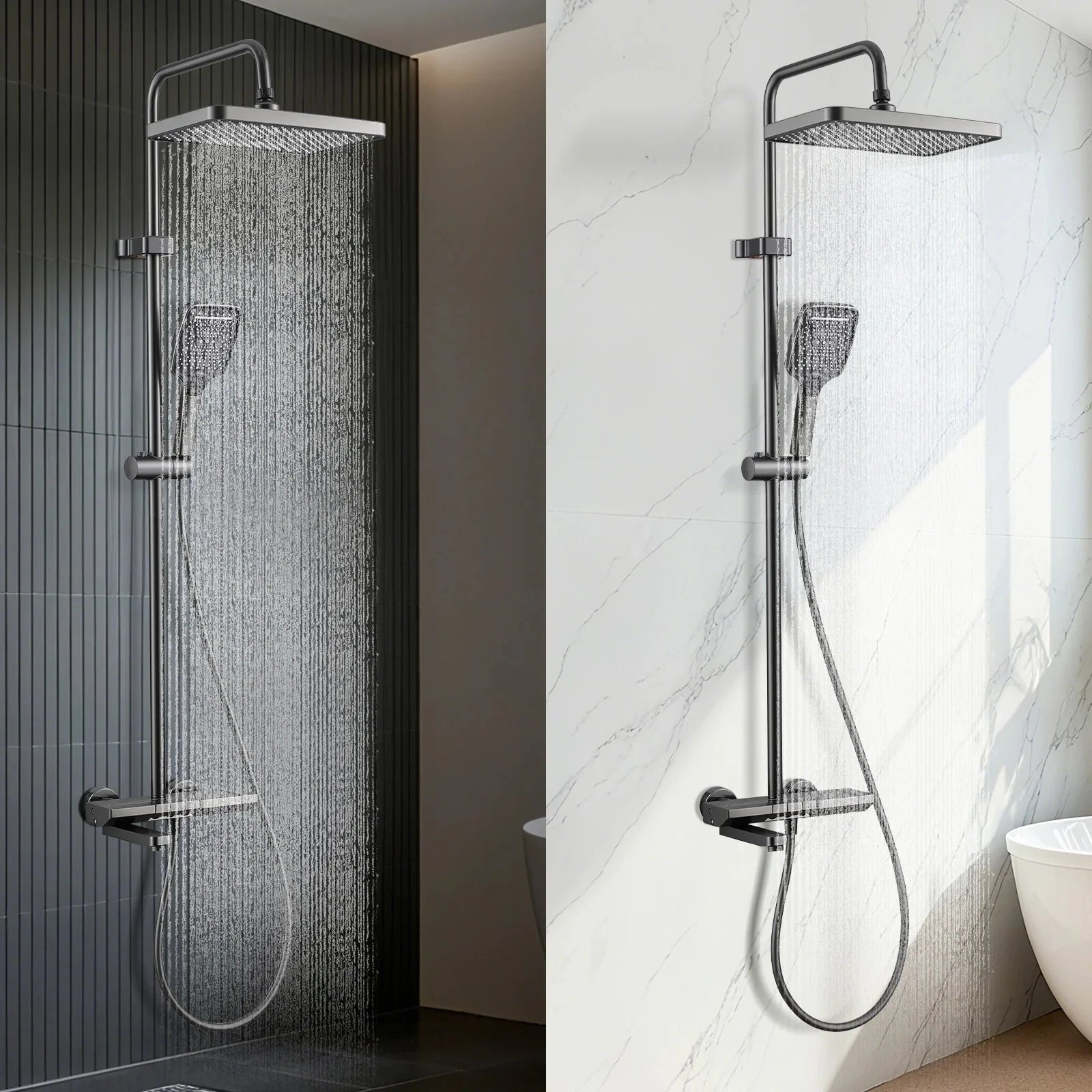Colonne de Douche Thermostatique Noire Affichage Digital -