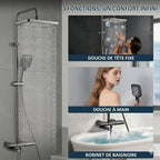 Colonne de Douche Thermostatique Noire Affichage Digital -
