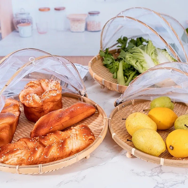 Corbeille à Fruits en Bambou avec Filet Anti - Mouches - 30CM