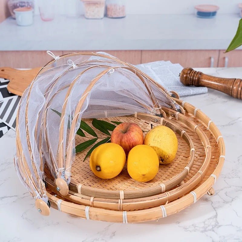 Corbeille à Fruits en Bambou avec Filet Anti - Mouches - 30CM