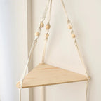 Décoration Étagère d'Angle Suspendue en Corde et Bois - G