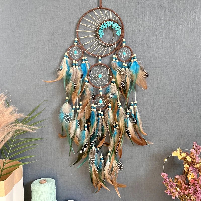 Décoration Murale Attrape - rêve Arbre de Vie et Pierres Turquoise - A