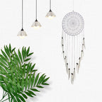 Décoration Murale Attrape - rêve avec Perles et Plumes - Blanc