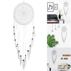 Décoration Murale Attrape - rêve avec Perles et Plumes - Rose avec LED