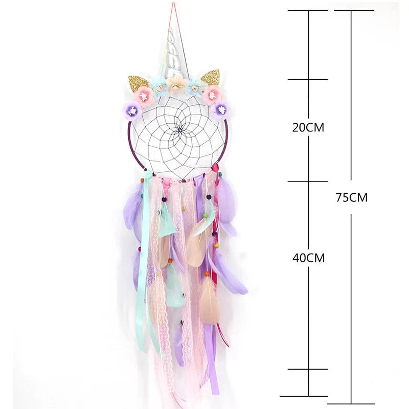 Décoration Murale Attrape - rêve Licorne Lumineux LED - A (Avec lumières)