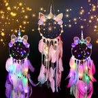 Décoration Murale Attrape - rêve Licorne Lumineux LED - A (Avec lumières)