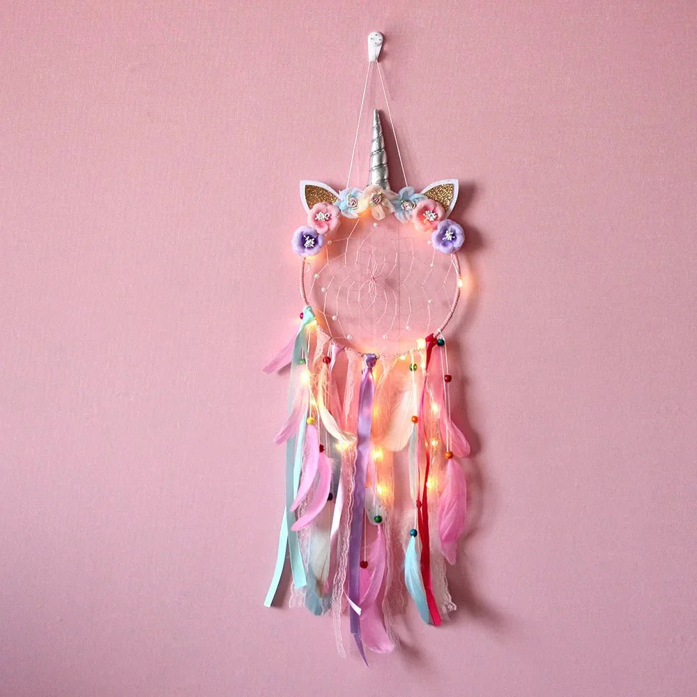 Décoration Murale Attrape - rêve Licorne Lumineux LED - B (Avec lumières)