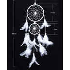 Décoration Murale Attrape - rêve Traditionnel Double Cercle avec Plumes - Blanc
