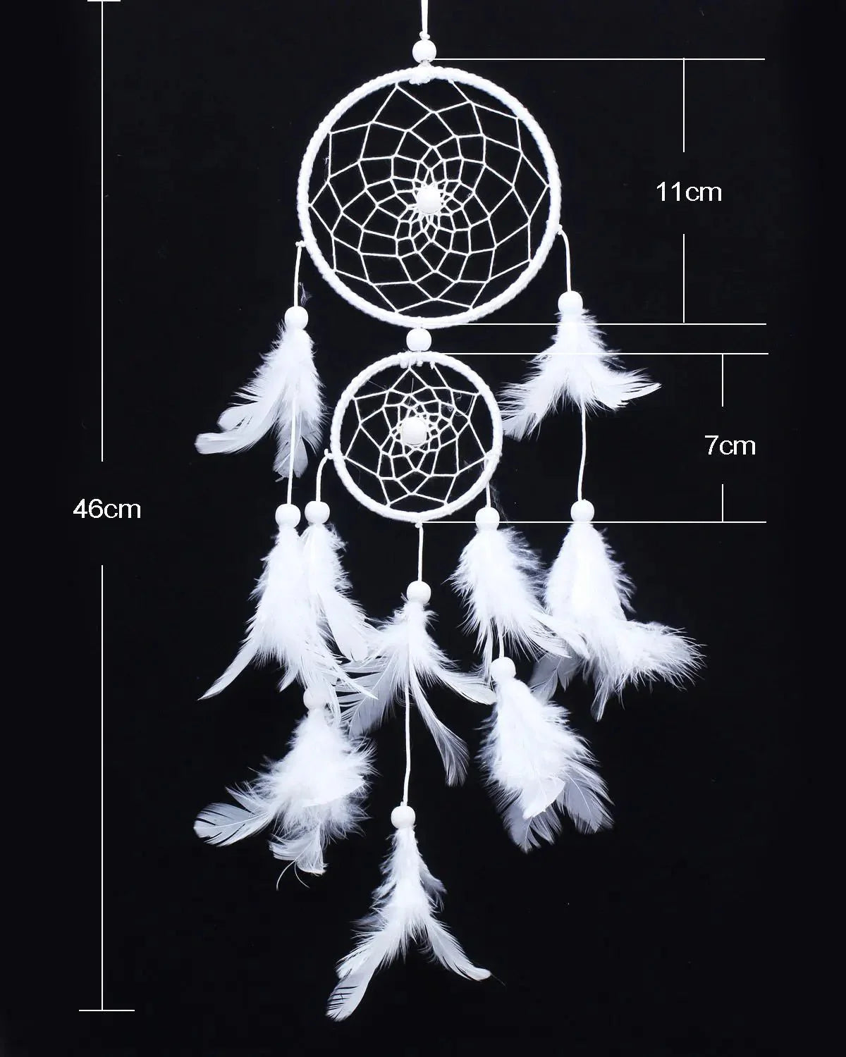 Décoration Murale Attrape - rêve Traditionnel Double Cercle avec Plumes - Bleu